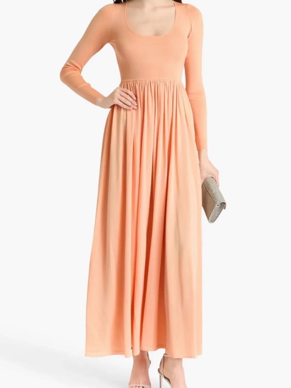 NWT Zimmermann Peach Metallic Glitter Knit Long Sleeve Maxi Dress Sz 1 US 6 / M